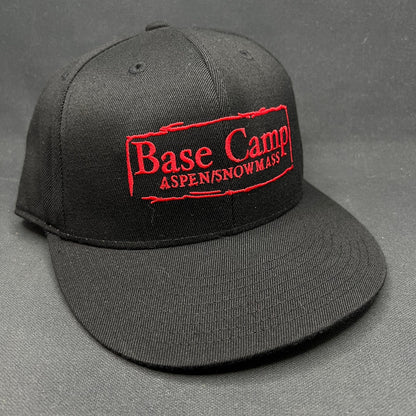 7 5/8 Base Camp Aspen Snowmass Hat Flexfit 210 Fitted Black Red Logo Cap