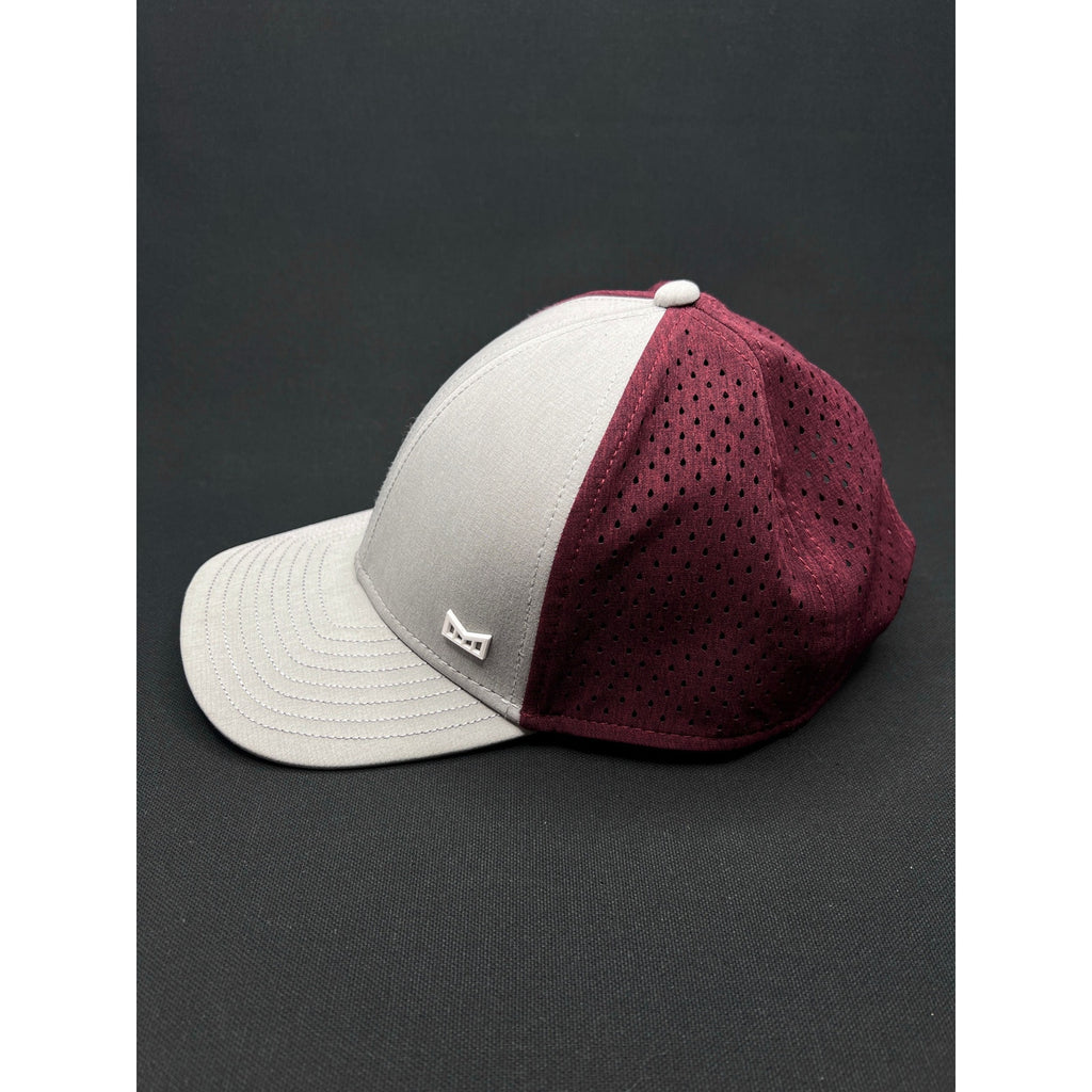 Melin A-Game Hydro Performance Hat – Grey & Maroon Water-Resistant Snapback (Designed in California)