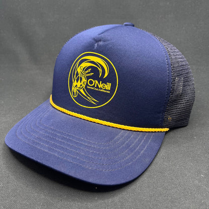 Vintage O’Neill Santa Cruz Surf Trucker Hat Navy Yellow Rope Snapback