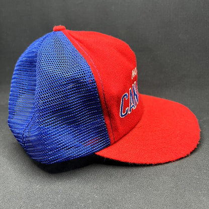 Vintage Montreal Canadiens NHL Mesh Trucker Snapback Hat Red Blue