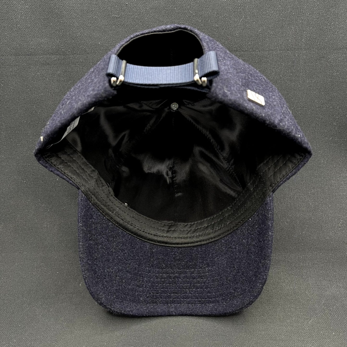 Varsity Headwear Cashmere Strapback Hat Navy Blue Luxury Dad Cap Large