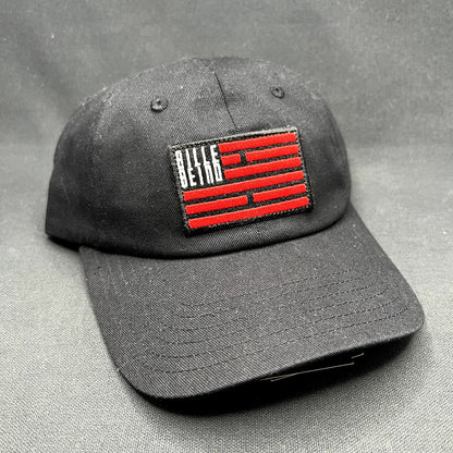 BilleBeino Strapback Hat Black Red Flag Logo Finland Streetwear NWT