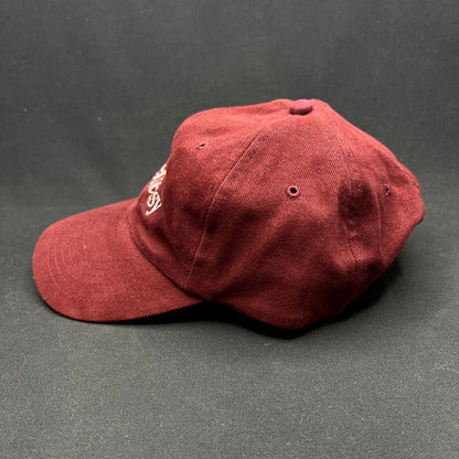 Vintage Hennessy Cognac Strapback Hat Burgundy Dad Cap Art Headwear