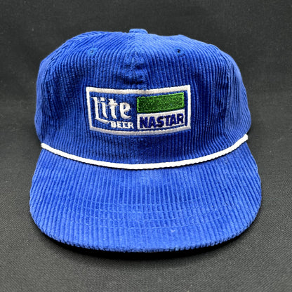 Vintage Lite Beer NASTAR Corduroy Strapback Ski Racing Hat USA Made