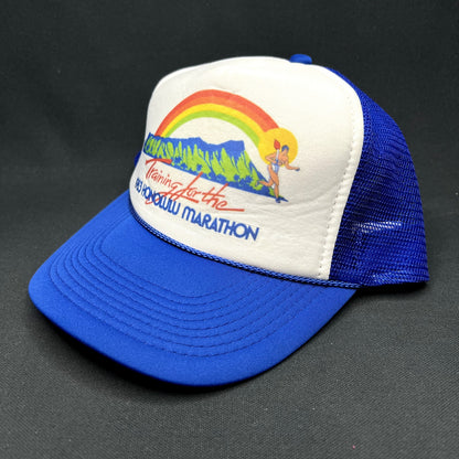 Vintage 1983 Honolulu Marathon Rainbow Trucker Snapback Hat