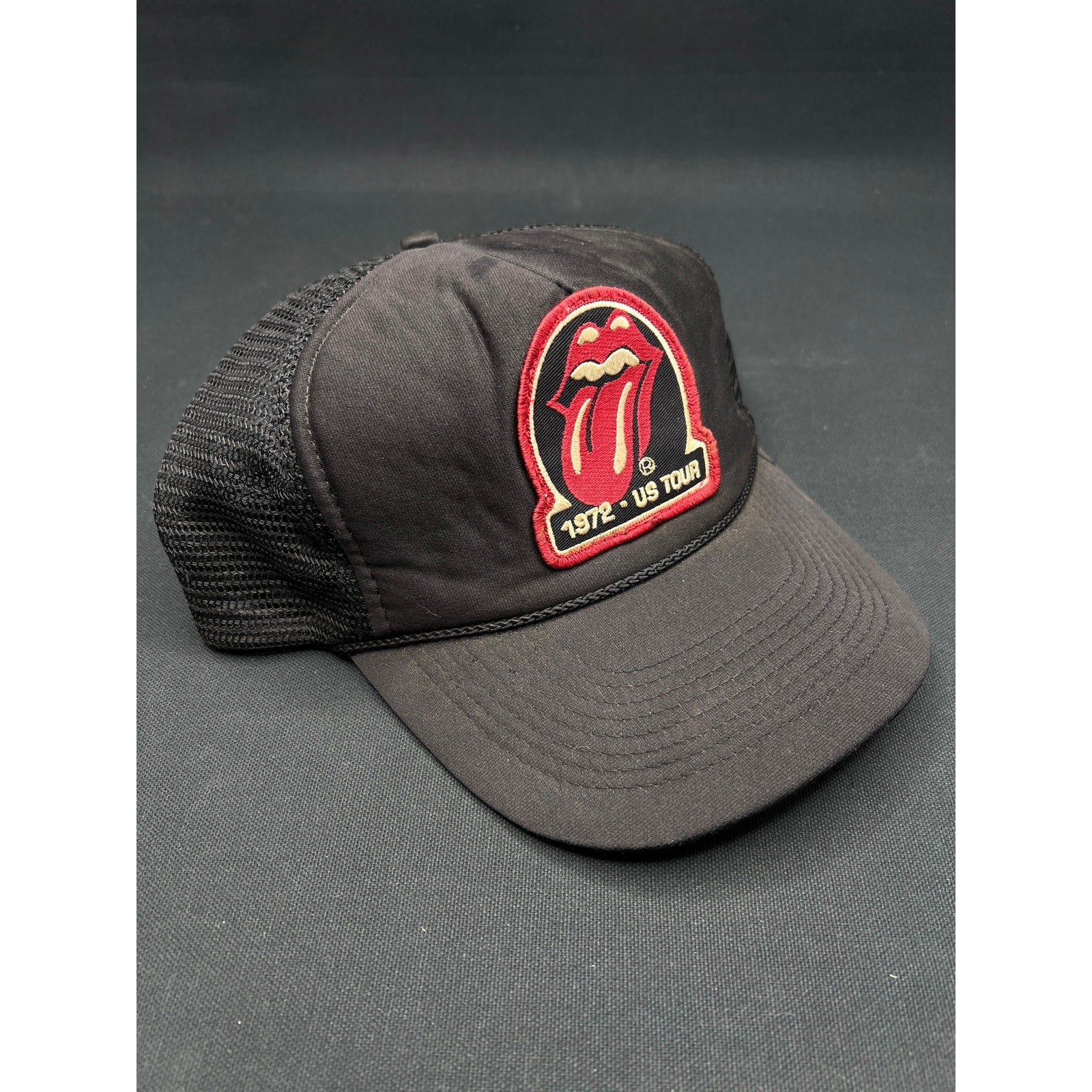 Vintage 90s Rolling Stones 1972 US Tour Otto Trucker Hat Tongue Lips Logo