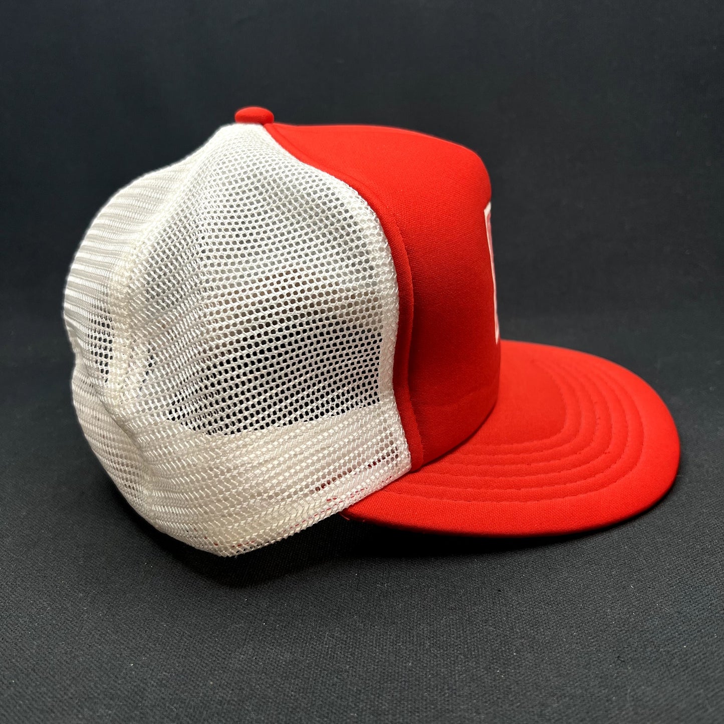 Vintage 1980s Domino’s Pizza Sample Trucker Snapback Hat Red White USA