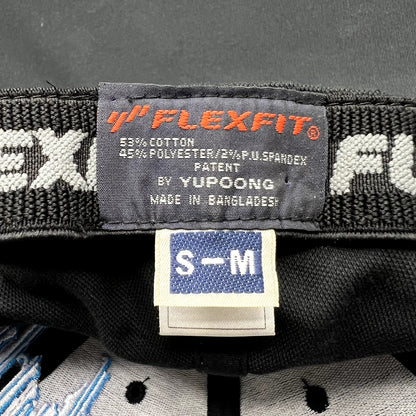 Y2K Hurley Flexfit Hat Black Blue White S/M Stretch Fit Cap