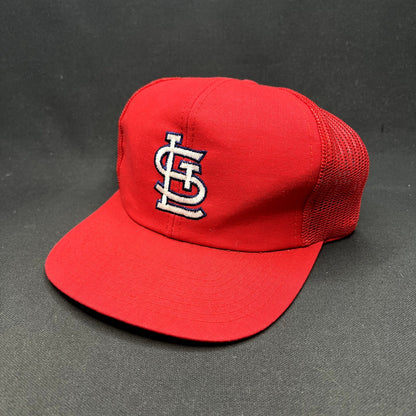 Vintage St. Louis Cardinals Twins Enterprise Mesh Snapback Hat Red MLB Taiwan