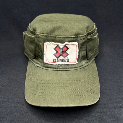 Vintage X Games ESPN Cadet Military Cap Olive Green OSFM