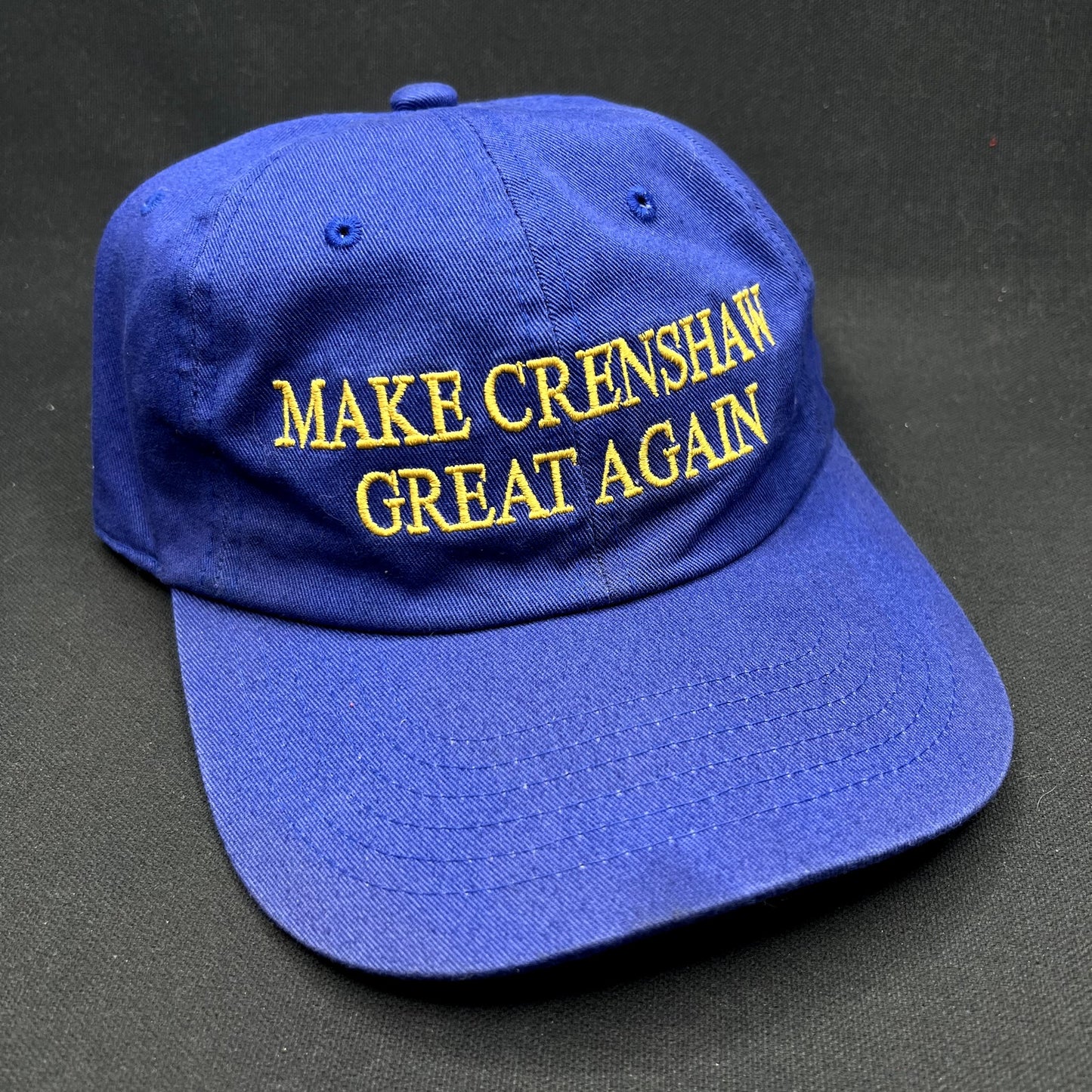 Make Crenshaw Great Again Strapback Hat Blue Gold Nissin Caps