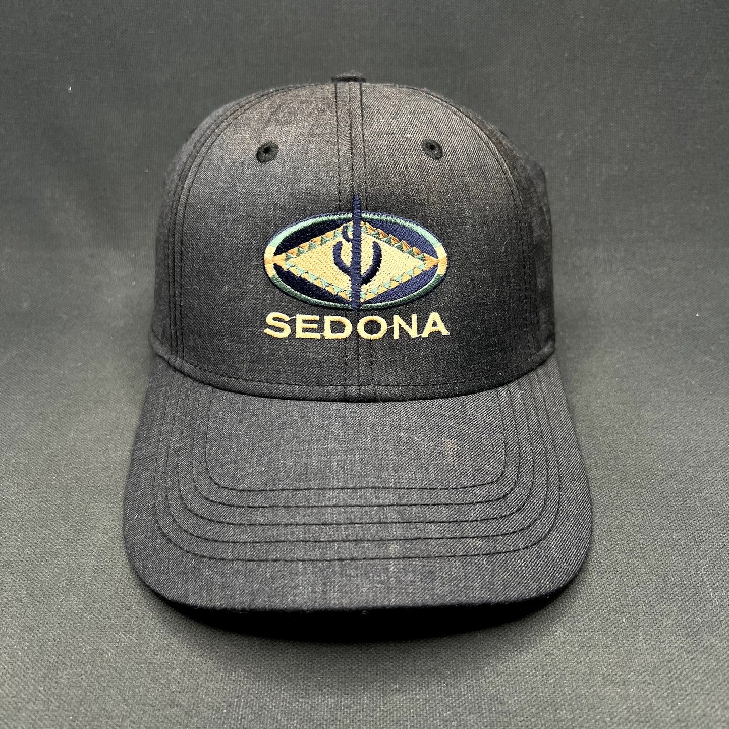 Sedona Arizona Embroidered Logo Strapback Hat Black Sun Faded ACE USA Cap
