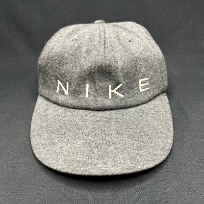 Vintage Nike Flex Strapback Hat Gray Minimal Spellout Cap Y2K