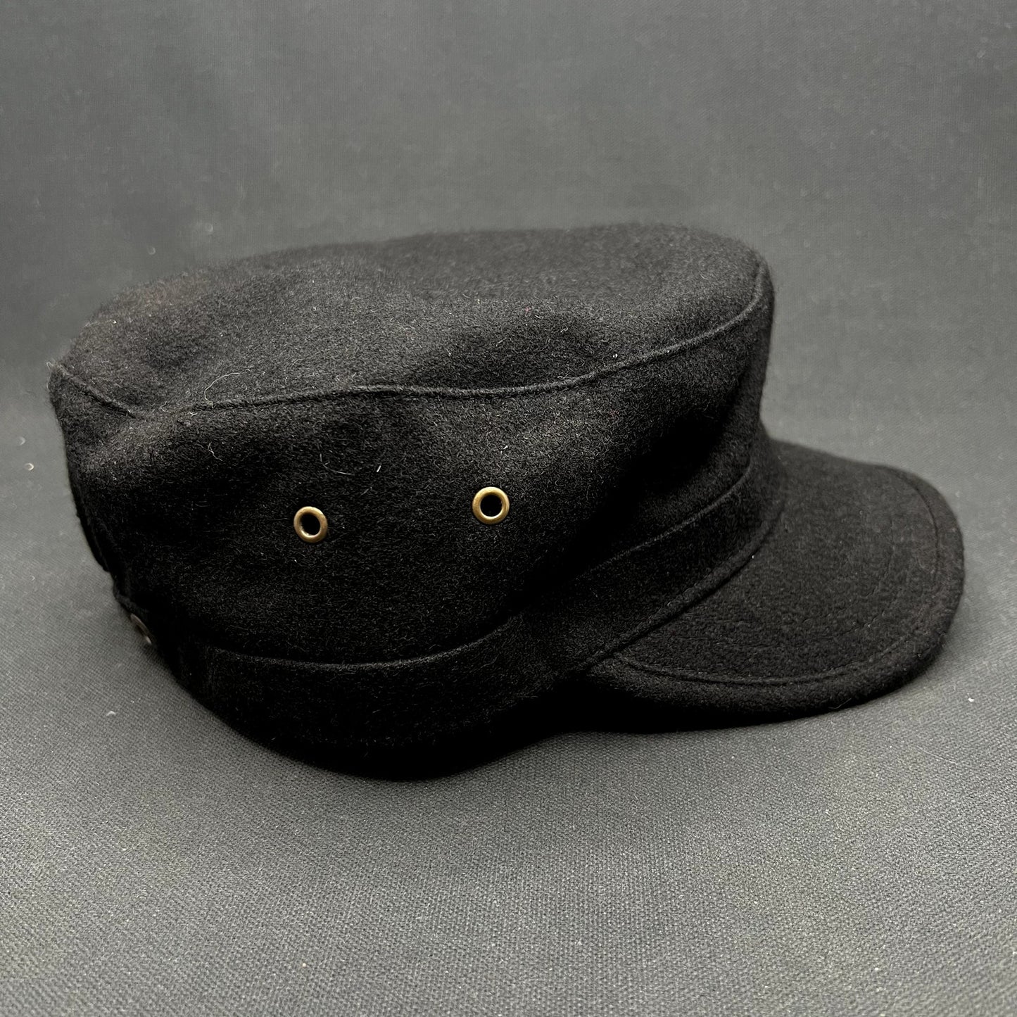 Peter Grimm Black Wool Blend Military Cadet Cap OS