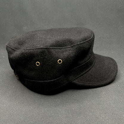 Peter Grimm Black Wool Blend Military Cadet Cap OS