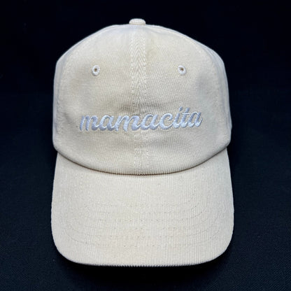 Mamacita Sunshine Studios Corduroy Strapback Hat Cream White