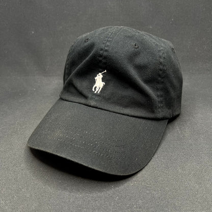 Polo Ralph Lauren Black Strapback Hat White Pony Logo Classic Sport Adjustable