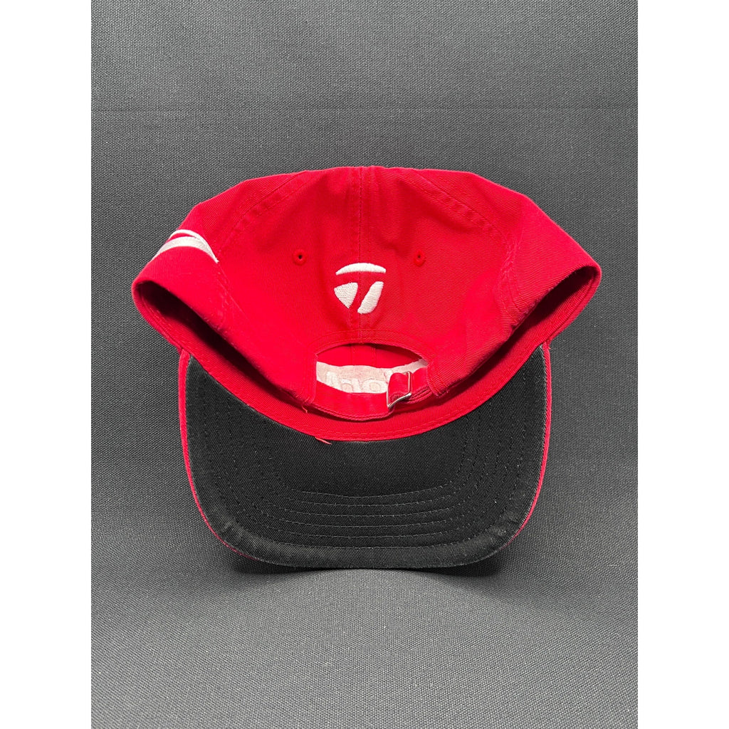 TaylorMade Golf Strapback Hat – Red Cotton Cap w/ Black Brim