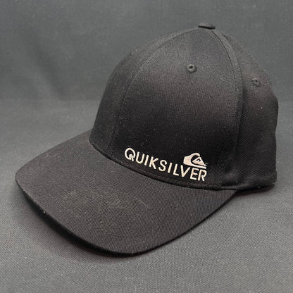 Y2K Quiksilver Flexfit Fitted Hat Black Surf Skate Cap L/XL