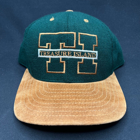 Vintage Treasure Island Las Vegas Snapback Hat Suede Brim
