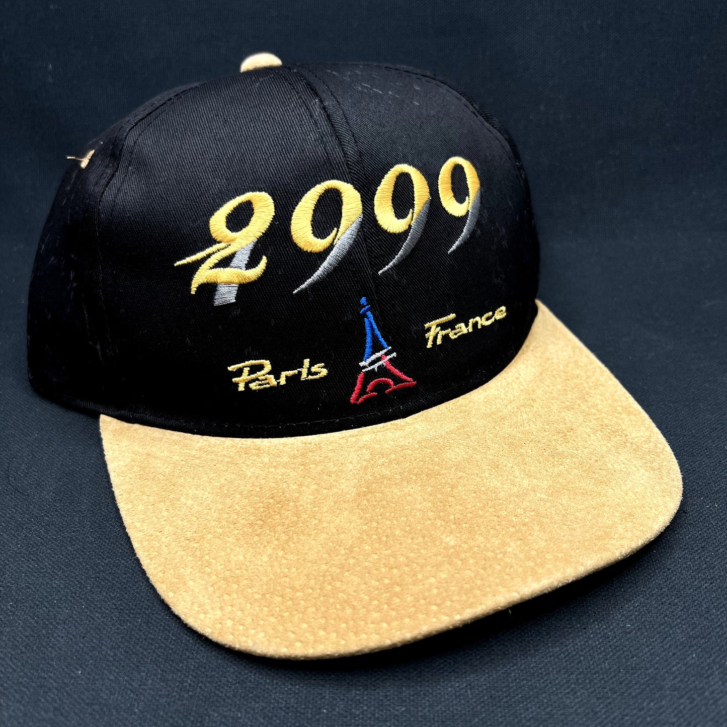 Vintage Y2K 2000 Paris France Snapback Hat Suede Brim