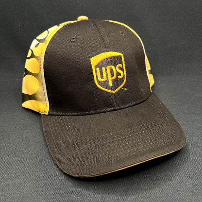 Vintage UPS Strapback Hat Brown Yellow Flame Side Panels Cap