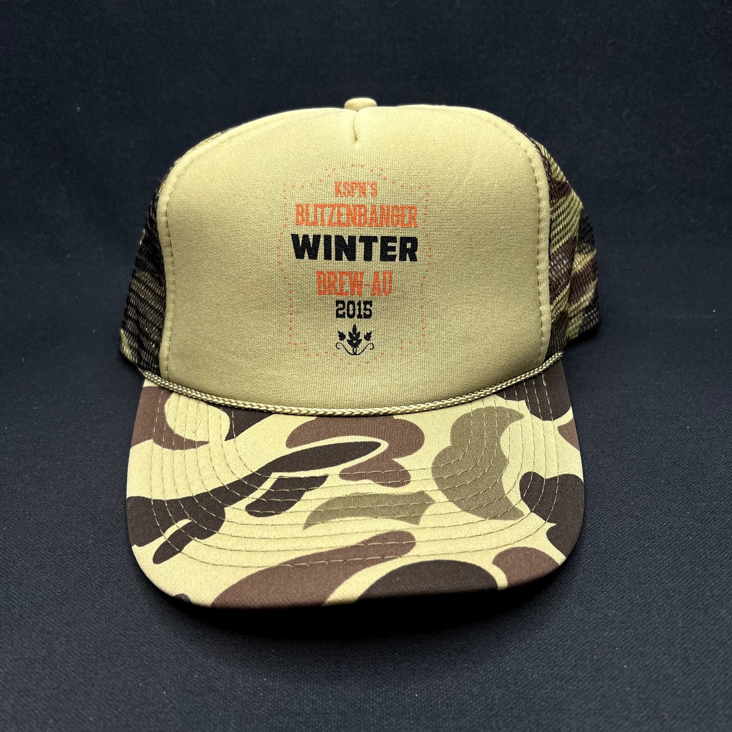 2015 KSPN Blitzenbanger Winter Snapback Trucker Hat Aspen Colorado Camo OTTO