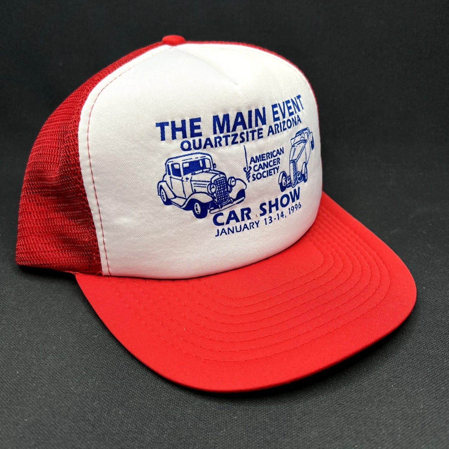 Vintage 1996 Quartzsite AZ Car Show Snapback The Main Event Trucker Hat