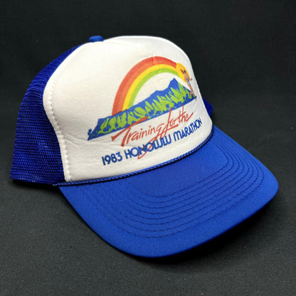 Vintage 1983 Honolulu Marathon Rainbow Trucker Snapback Hat