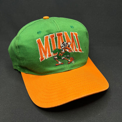 Vintage Miami Hurricanes Split Color Snapback Hat Mascot Logo