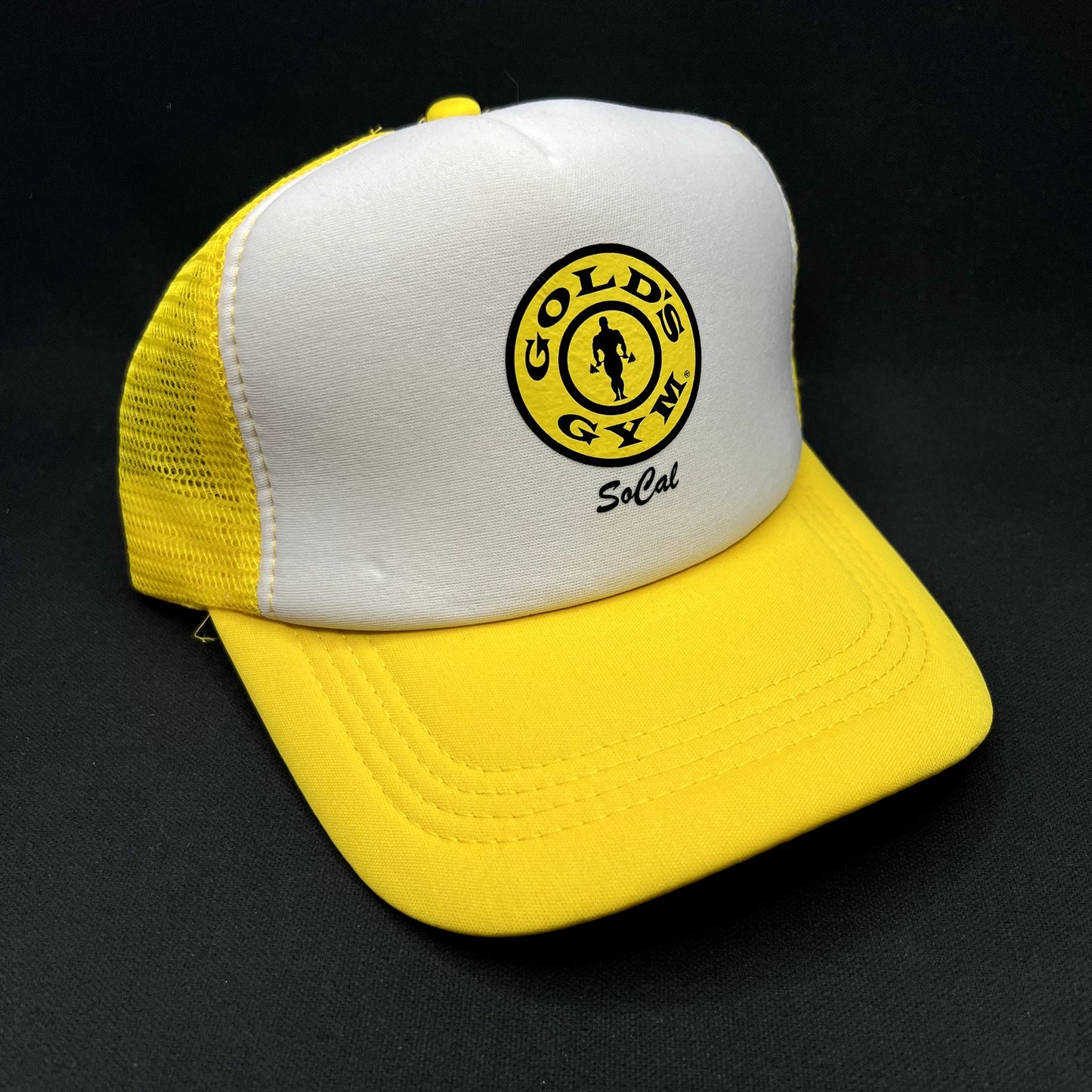 Gold’s Gym SoCal Snapback Trucker Hat Yellow White Fitness Gym California Cap
