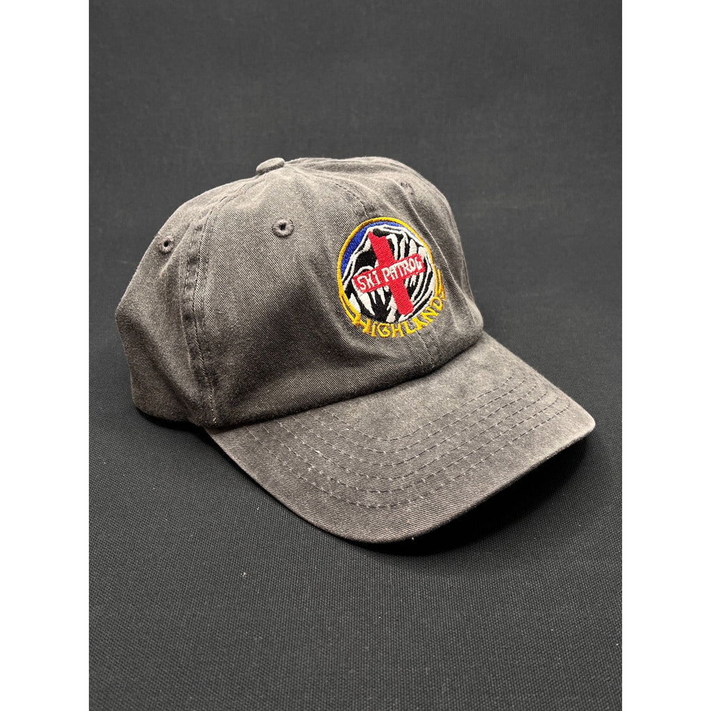 Vintage Highland Ski Patrol Washed Black Dad Hat – 100% Cotton Strapback