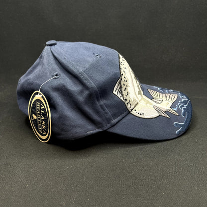Vintage Alaska Rainbow Trout Fishing Strapback Hat Arctic Circle Enterprises Embroidered
