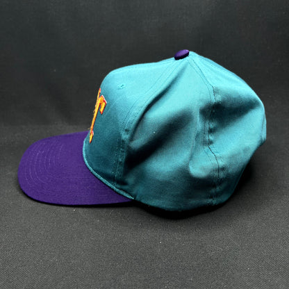 Vintage OMC Snapback Hat Headmaster Teal Purple 90s Outdoor Marine Corp