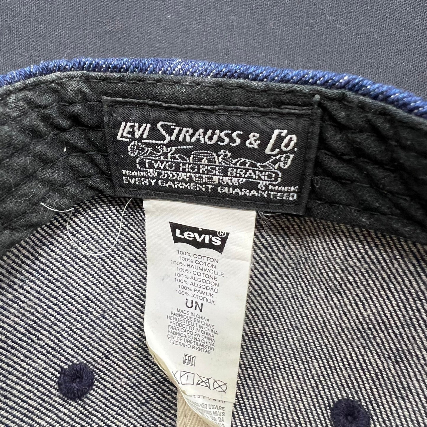 Retro Levi’s Strauss Split Denim Strapback Hat – Black/Indigo