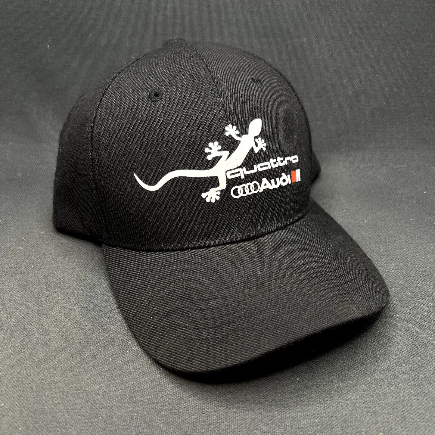 Audi Quattro Gecko Strapback Hat Black Adjustable VW Volkswagen Motorsport