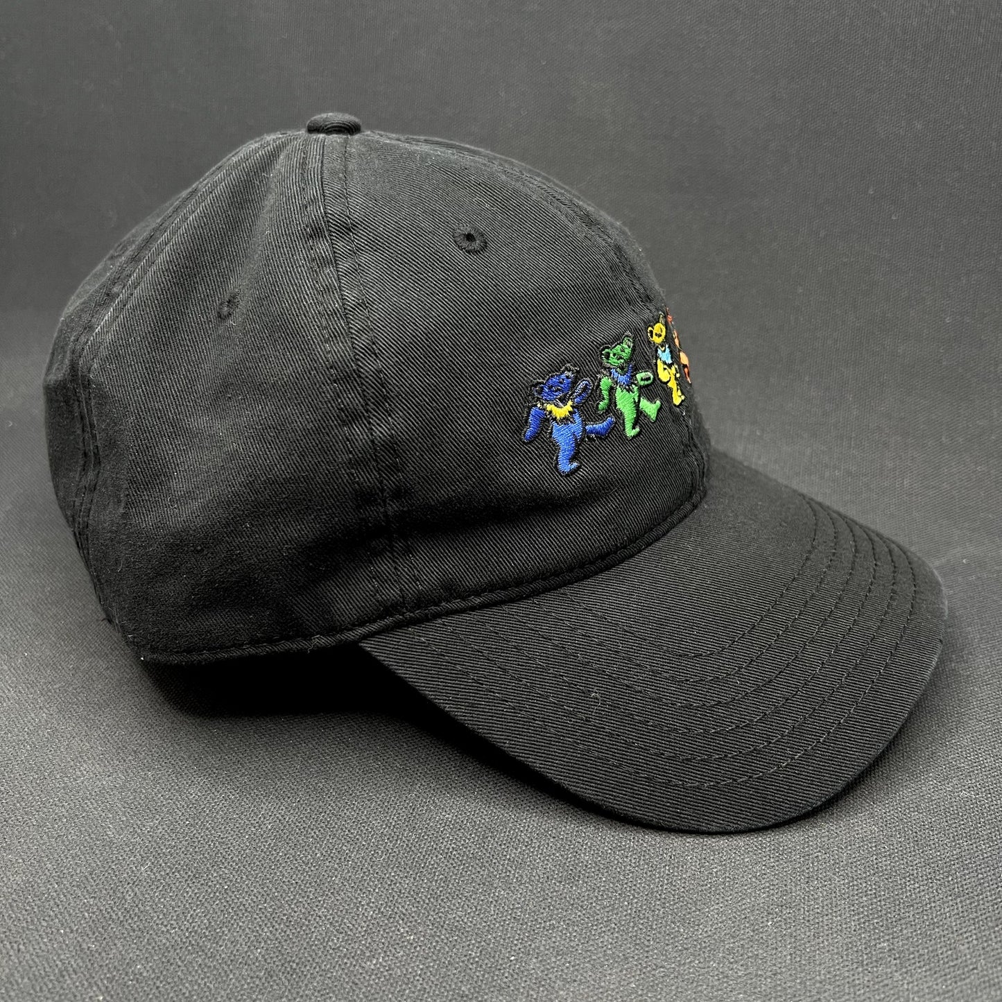 Grateful Dead Dancing Bears Strapback Hat Black Stealie Tag