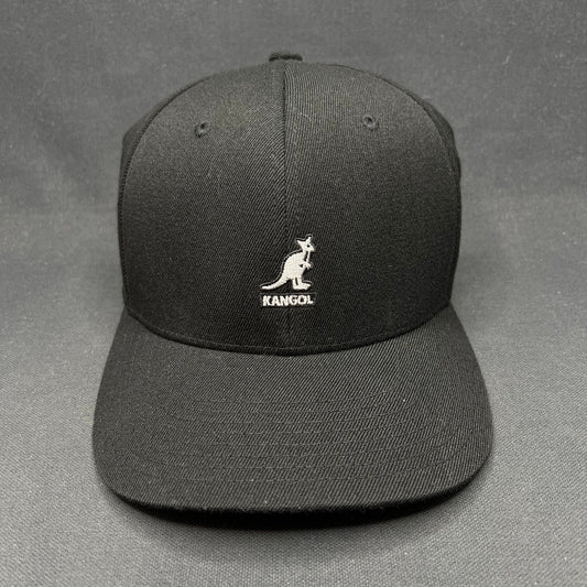 Kangol Black Flexfit Baseball Cap Hat Kangaroo Logo M/L Clean