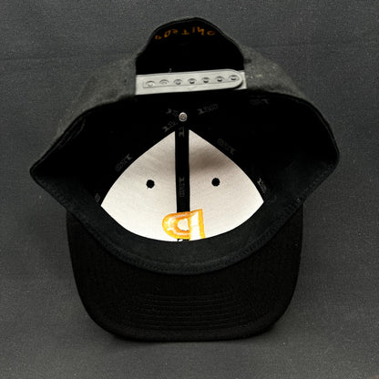 Postino Restaurant Logo Snapback Hat Black Gold Yupoong 110 Flexfit