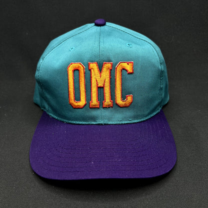 Vintage OMC Snapback Hat Headmaster Teal Purple 90s Outdoor Marine Corp