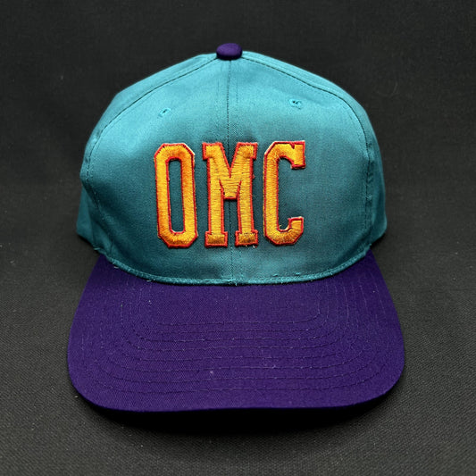 Vintage OMC Snapback Hat Headmaster Teal Purple 90s Outdoor Marine Corp