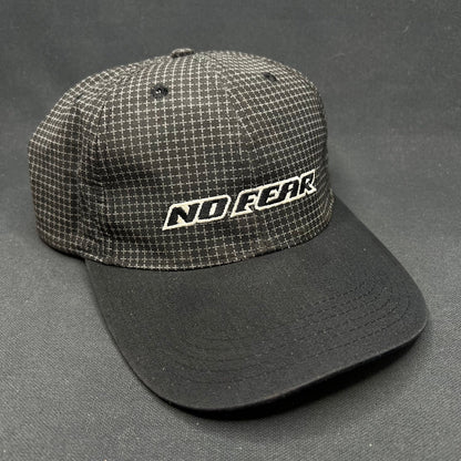 Vintage No Fear Strapback Hat Black Crosshatch Logo 90s USA