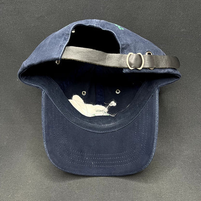 Vintage Western Fly Fishing August 3, 2002 Leather Strapback Hat Navy
