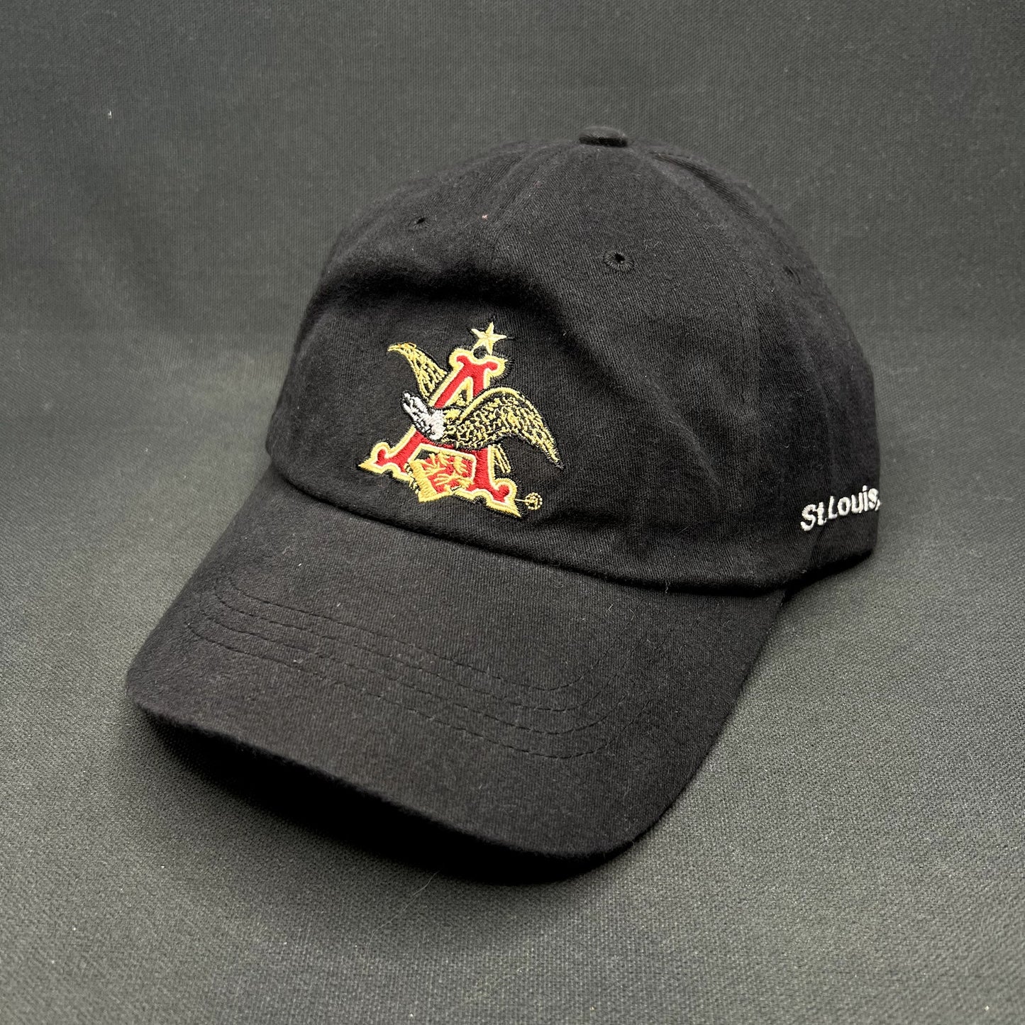 Anheuser-Busch A Eagle Logo Strapback Hat Black Embroidered Beer Brewery Cap
