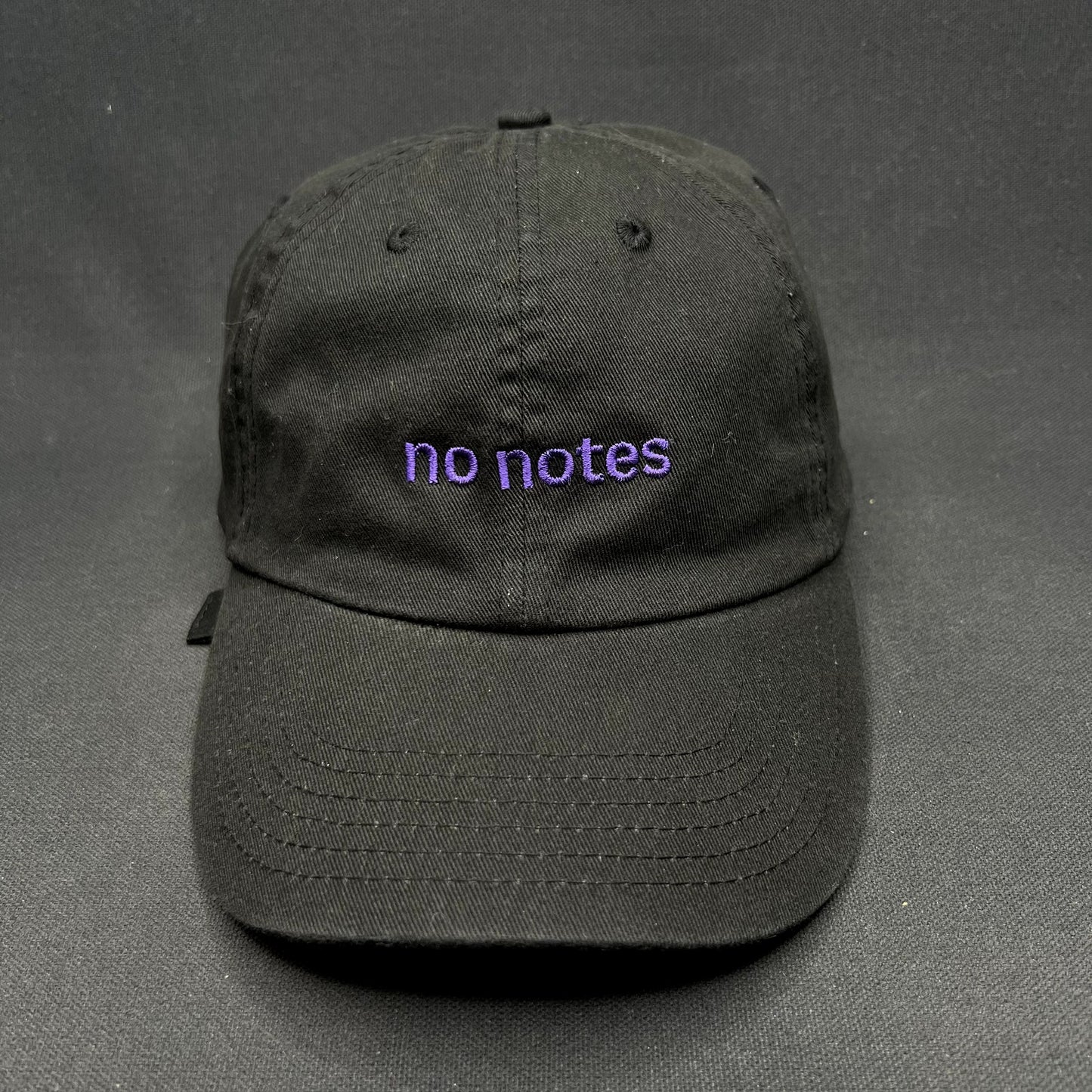 No Notes Canva Strapback Hat Black Purple Embroidered Dad Cap Adjustable