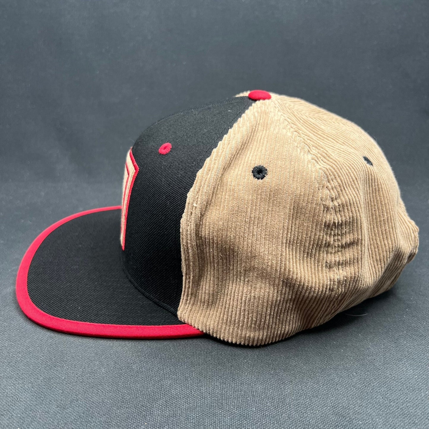 Nike Air Jordan Corduroy Patch Strapback Hat Black Red Tan