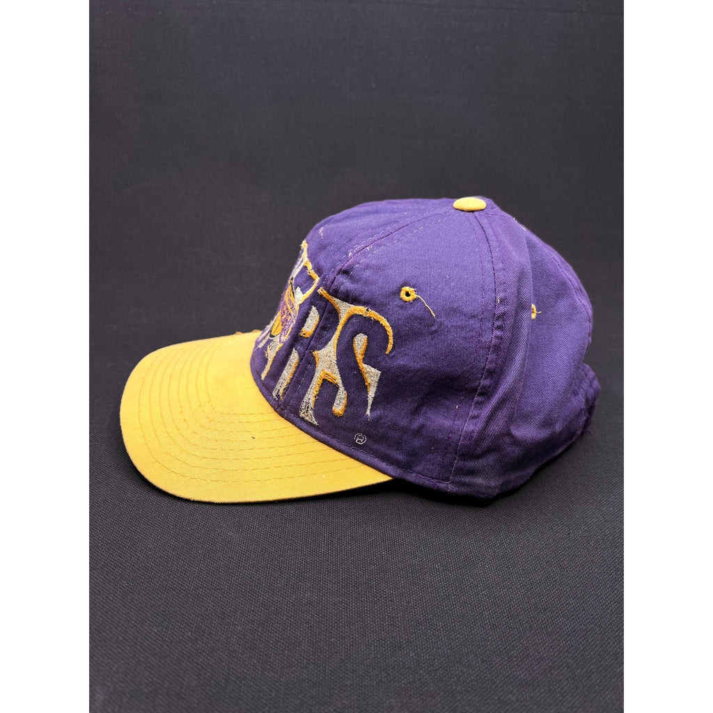 Rare Vintage 90s LA Lakers Starter Snapback Hat Tri Power Purple Gold Well Loved