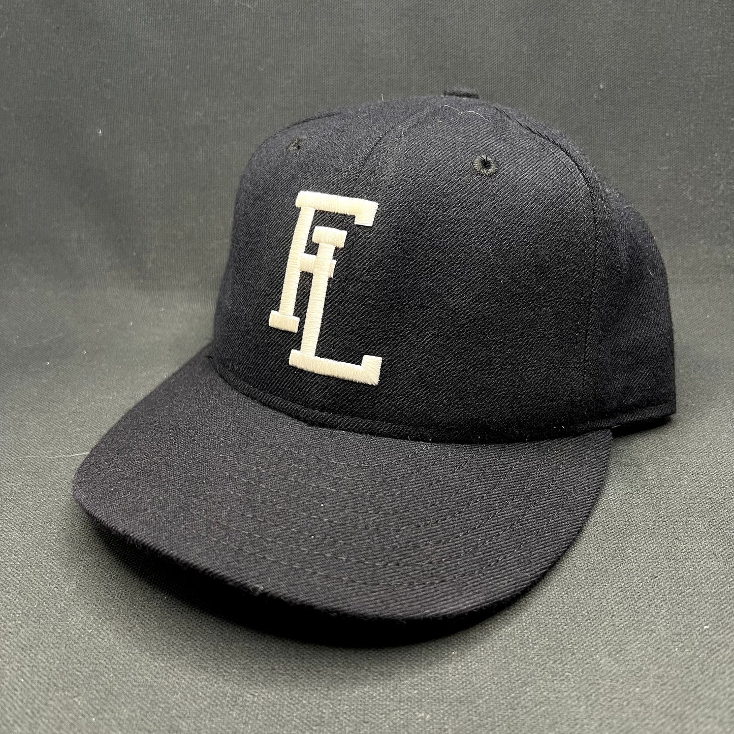 Vintage New Era USA Made Interlocking FL Snapback Hat Navy Gray Dupont Pro Model