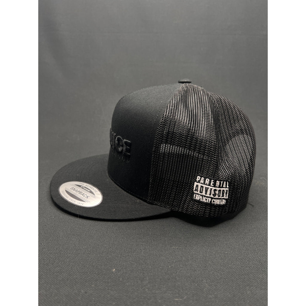 Gin & Juice by Dre & Snoop Snapback Hat – Black-on-Black Puff Embroidery Parental Advisory