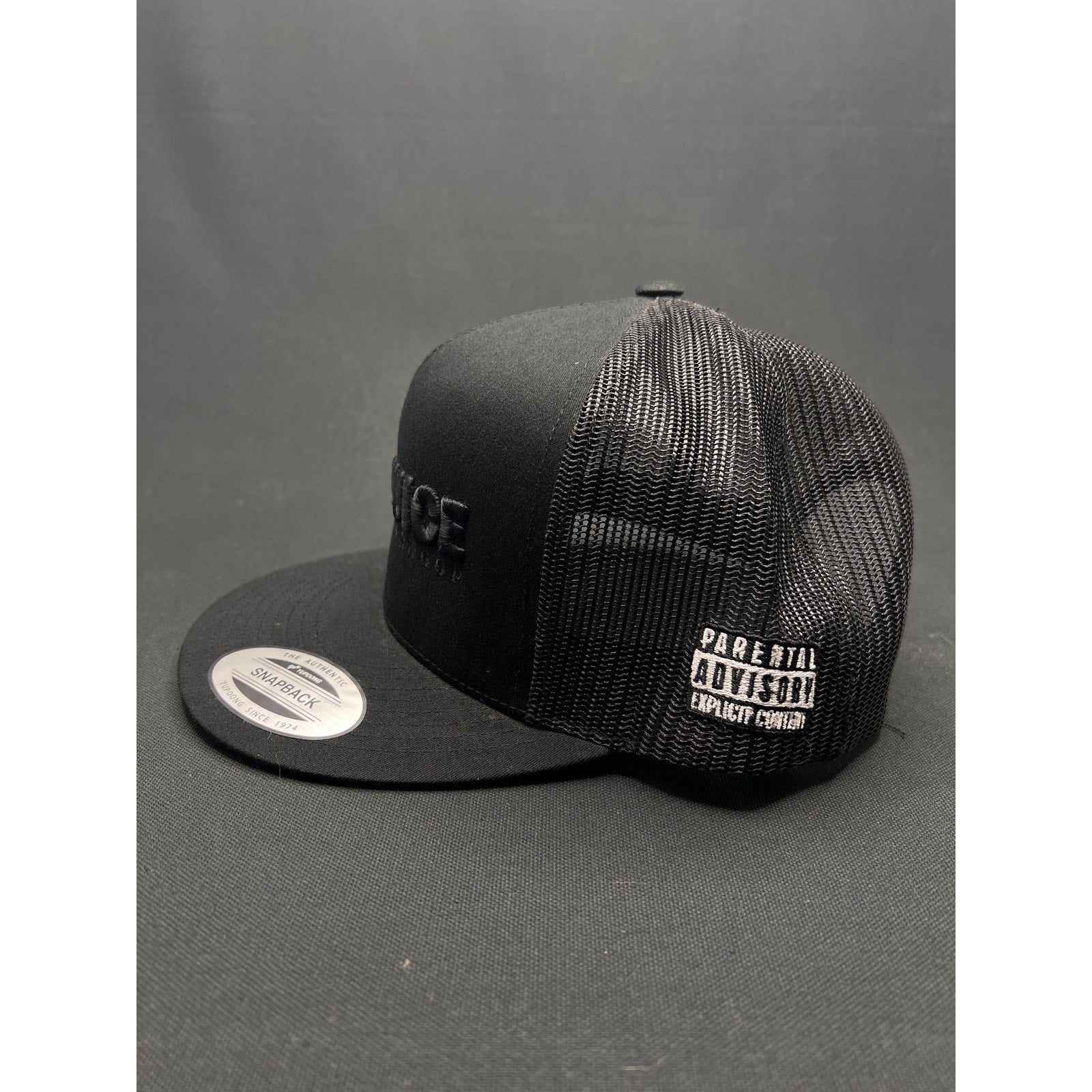 Gin & Juice by Dre & Snoop Snapback Hat – Black-on-Black Puff Embroidery Parental Advisory